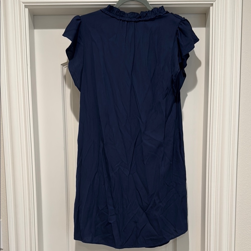 Greylin Midnight Blue Ruffled Button-Down Dress - Picture 4 of 5